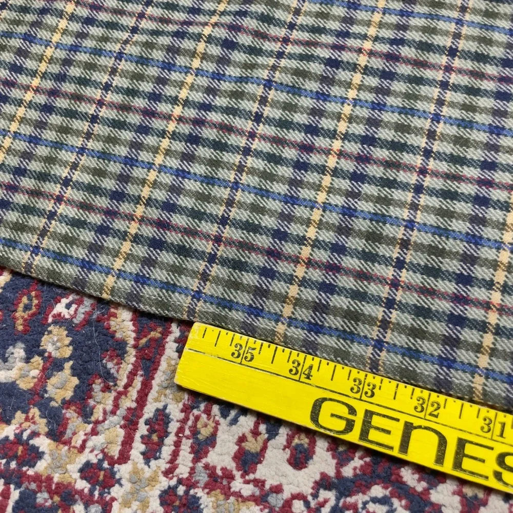VTG 80s 90s Classic Plaid Scarf Fringe Wool Blend Green Blue Yellow check‎ 60